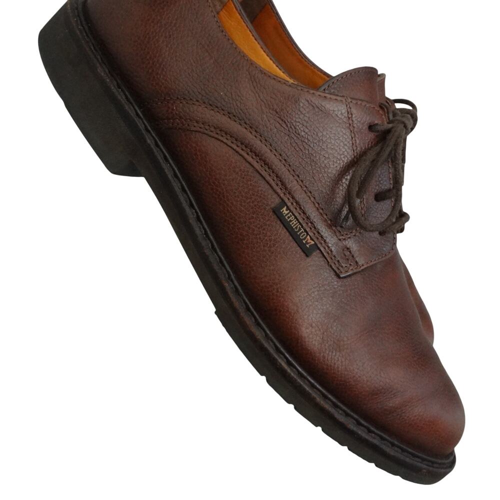 Mephisto Marlon Dress Shoes Men 9 Brown Pebble Leather Air Relax Goodyear Oxford